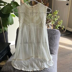 Free People Ivory Lace Sleeveless Peasant Top